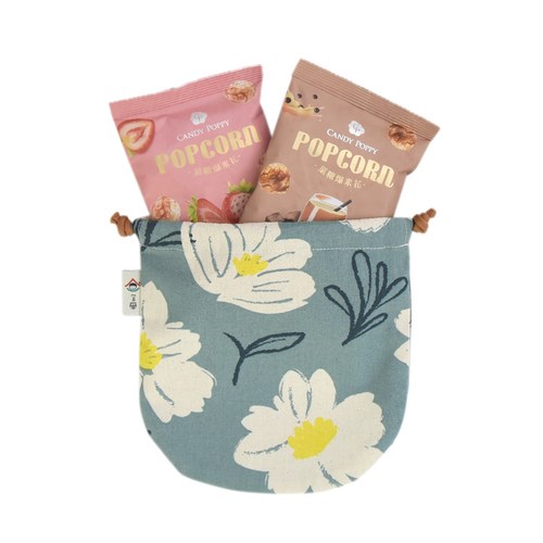 幸福爆到-花間輕語球型束口袋+爆米花 2入(口味隨機)