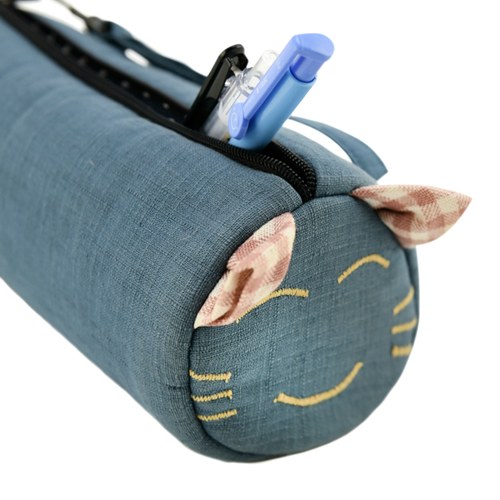 【喵喵狂想曲】笑笑貓滾筒筆袋(藍色)