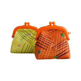 撞色口金包-黃橘