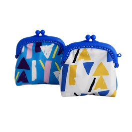 撞色口金包-藍白