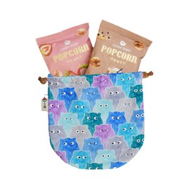幸福爆到-糖果貓球型束口袋+爆米花 2入(口味隨機)